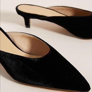 Anthropologie Jenny Velvet Kitten Heeled Mules
